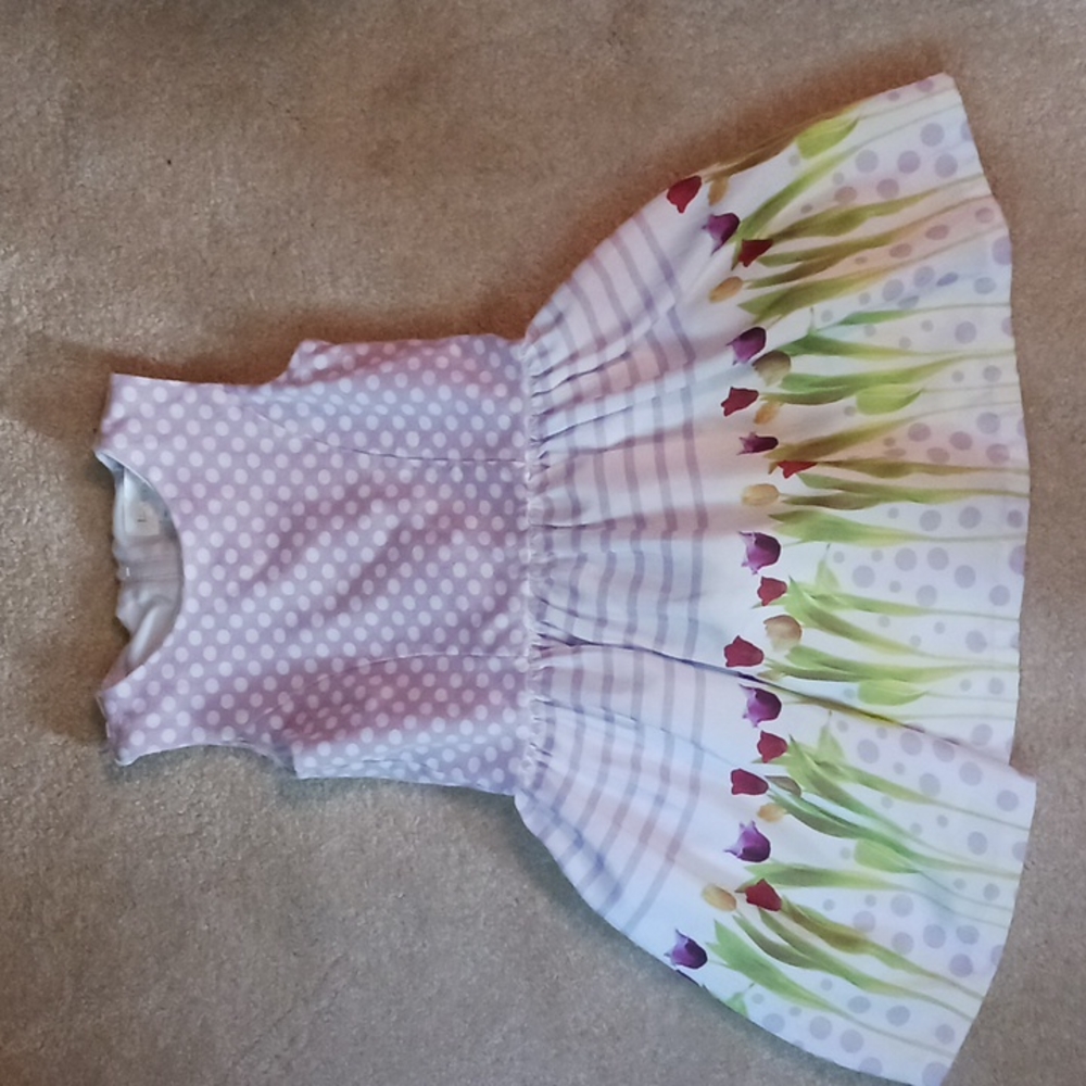 Lavender tulip and polka-dot dress